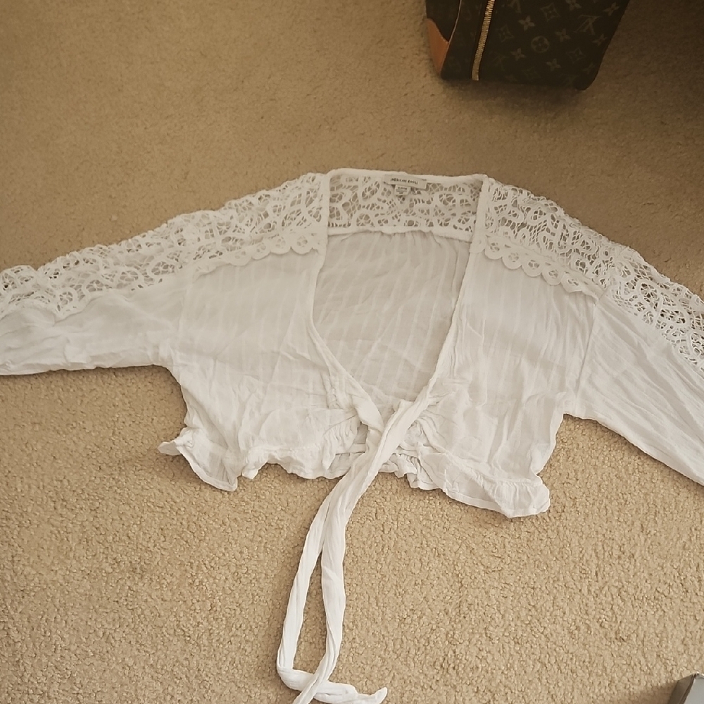 White Lace Cropped Cardigan